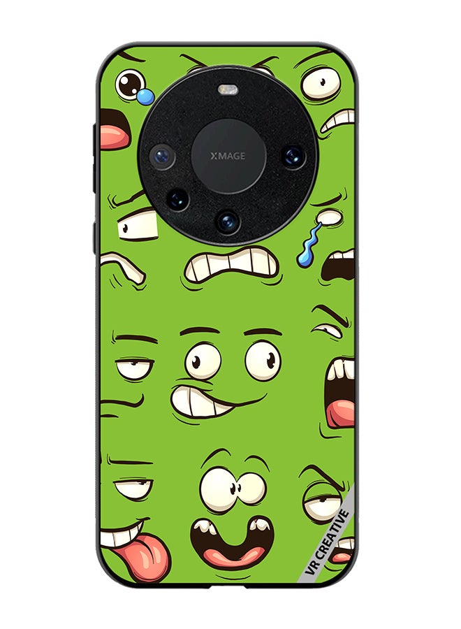 VR CREATIVE Protective Case Cover For Huawei Mate 60 Pro Green Faces Design Multicolour - Image 1