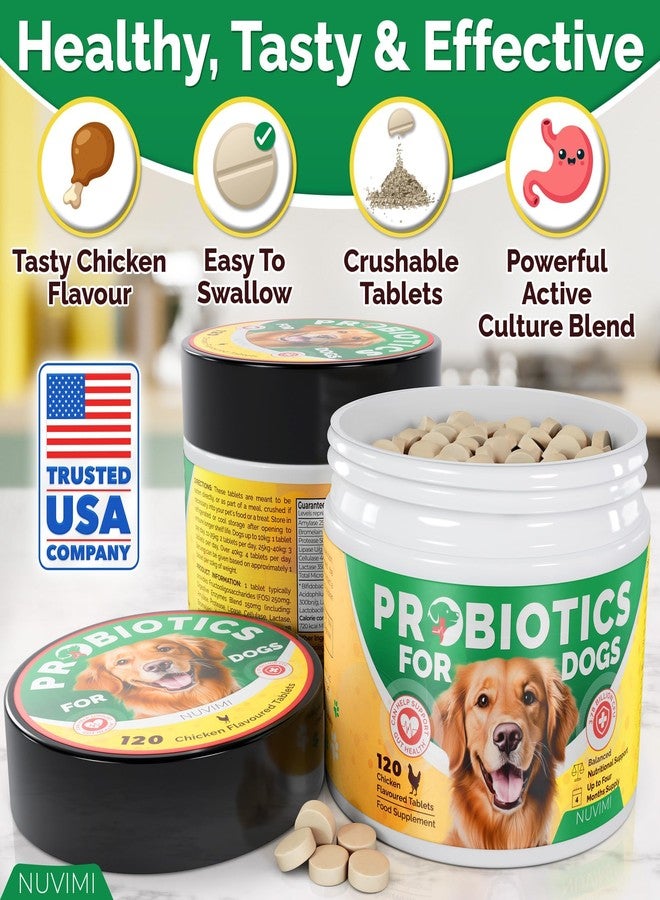 NUVIMI Probiotics for Dogs - Dog Probiotic & Prebiotic Tablets - Digestive Support Supplement for Gut Health, Tummy Relief, Itching, Diarrhea, Allergies, Bad Breath - 120 Chicken Flavor - Image 4