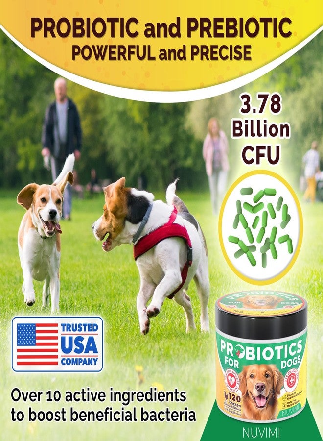 NUVIMI Probiotics for Dogs - Dog Probiotic & Prebiotic Tablets - Digestive Support Supplement for Gut Health, Tummy Relief, Itching, Diarrhea, Allergies, Bad Breath - 120 Chicken Flavor - Image 2