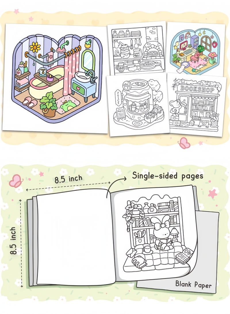 Generic Little Corner: Coloring Book for Adults and Teens, Super Cute Designs of Cozy, Hygge Spaces for Relaxation  - Image 2