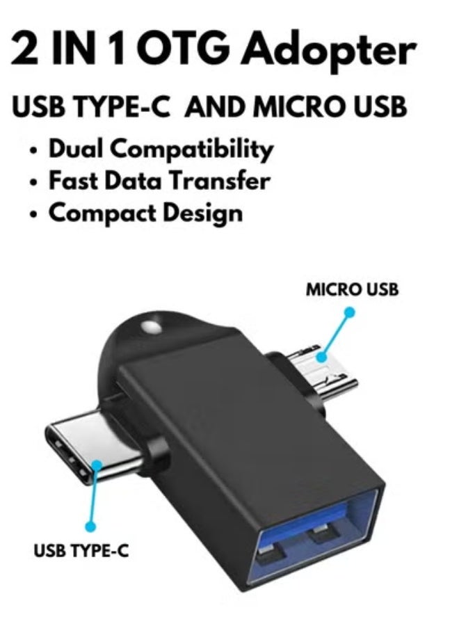 محول 2 في 1 من Type-C وMicro OTG إلى USB 3.0 - نقل بيانات عالي السرعة لأجهزة الكمبيوتر المحمولة والهواتف والأجهزة اللوحية - Image 1