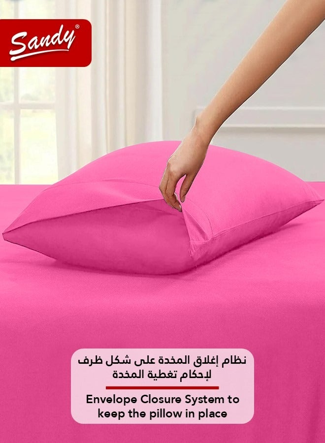 ساندي طقم شرشف مطاط ساندي فاخر بجودة الفنادق مع أغطية وسادة، طقم من 3 قطع، شديد النعومة وجيد التهوية وبارد, مقاس مزدوج كينج نفرين 200 × 200 سم, فوشي - Image 5