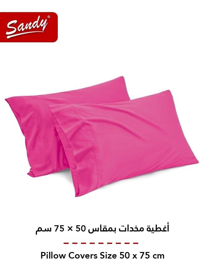 ساندي طقم شرشف مطاط ساندي فاخر بجودة الفنادق مع أغطية وسادة، طقم من 3 قطع، شديد النعومة وجيد التهوية وبارد, مقاس مزدوج كينج نفرين 200 × 200 سم, فوشي - Image 4