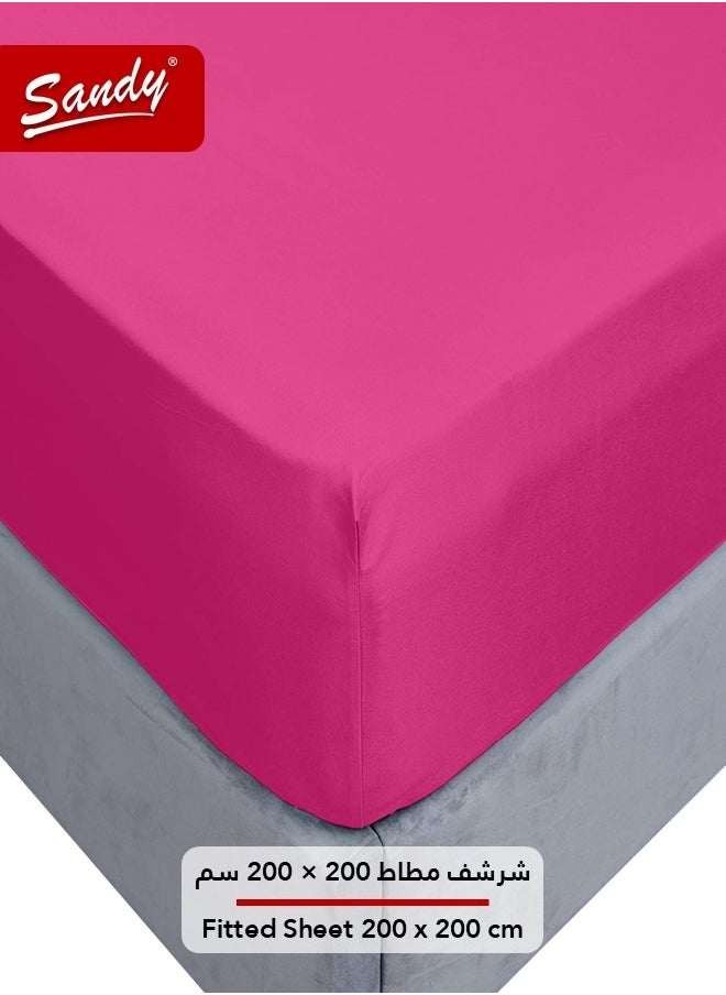 Sandy Sandy Premium Hotel Quality Fitted Sheet and Pillow Cases, Bed Sheet 3 Pieces Set, Soft & Breathable and Cooling, King Size 200 x 200 cm, Fuchsia  - Image 2