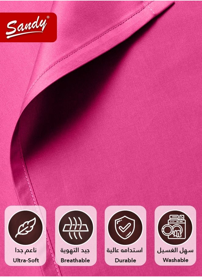 Sandy Sandy Premium Hotel Quality Fitted Sheet and Pillow Cases, Bed Sheet 3 Pieces Set, Soft & Breathable and Cooling, King Size 200 x 200 cm, Fuchsia  - Image 5