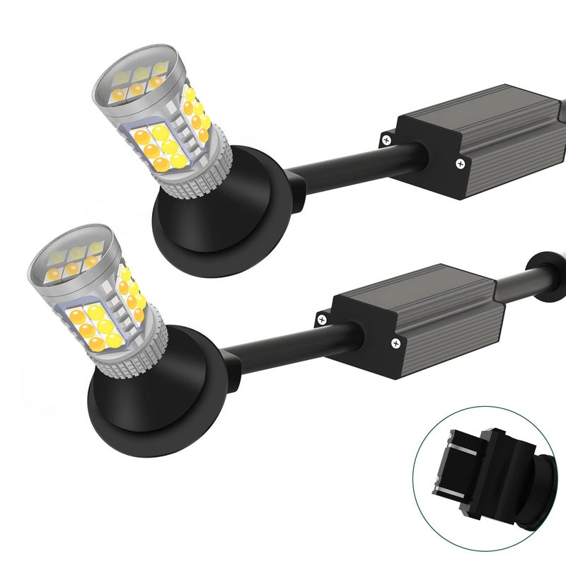 GLL 3157 Error Free Dual Color Type Switchback LED Turn Signal Light Bulbs No Hyper Flash Builtin Resistors All in One Amberwhite