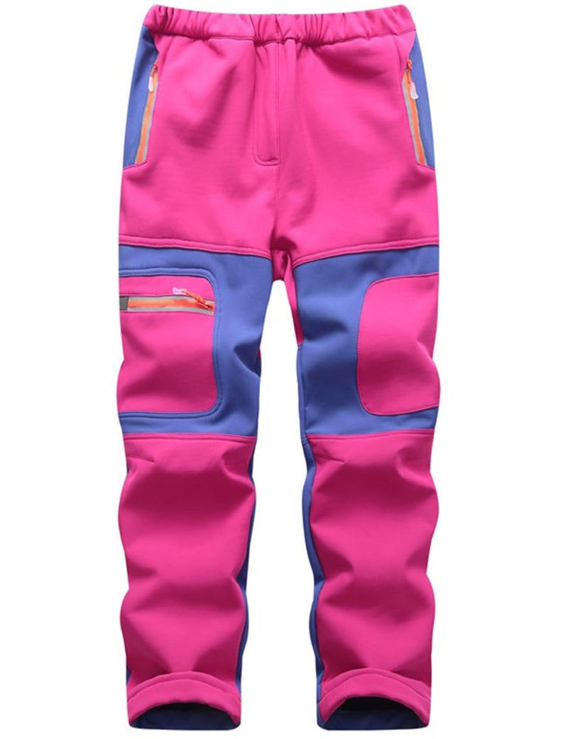 Arssm Kids Boy's Snow Pants Youth Fleece Lind Hiking Pants Softshell Winter Warm Insulated Trousers(Pink-9-10Y) - Image 1