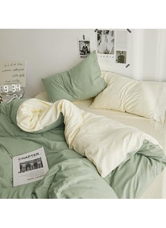 INFOSUN Duvet Cover Set Queen Size 4 Pcs, Include 1 Quilt Cover 200 x 230cm & 2 Pillow Cases 48 x 74cm & 1 Bedsheet 235 x 250cm, Super Soft Quality Cotton Bedding Set, NO Comforter - Matcha Orange  - Image 5