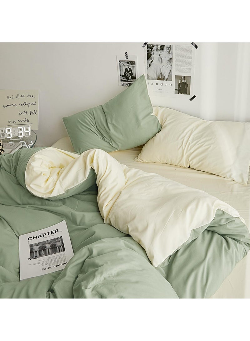 INFOSUN Duvet Cover Set Queen Size 4 Pcs, Include 1 Quilt Cover 200 x 230cm & 2 Pillow Cases 48 x 74cm & 1 Bedsheet 235 x 250cm, Super Soft Quality Cotton Bedding Set, NO Comforter - Matcha Orange - Image 5