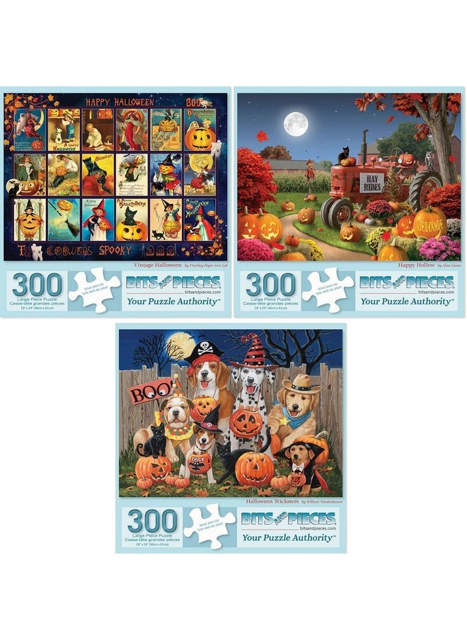 Bits and Pieces Bits and Pieces - Value Set of (3) 300 Piece Jigsaw Puzzles for Adults - Each Puzzle Measures 18" x 24" - 300 pc Large Piece Halloween Jigsaws by Artist Various Artists  - Image 1