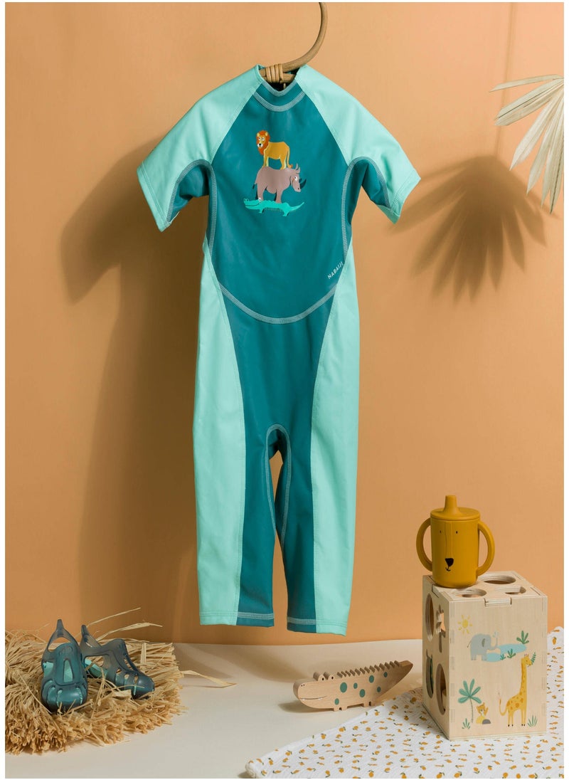NABAIJI NABAIJI by DECATHLON, Baby UV-Protection Wetsuit Flexible & Sun-Resistant Green SAVANNAH Print  - Image 2