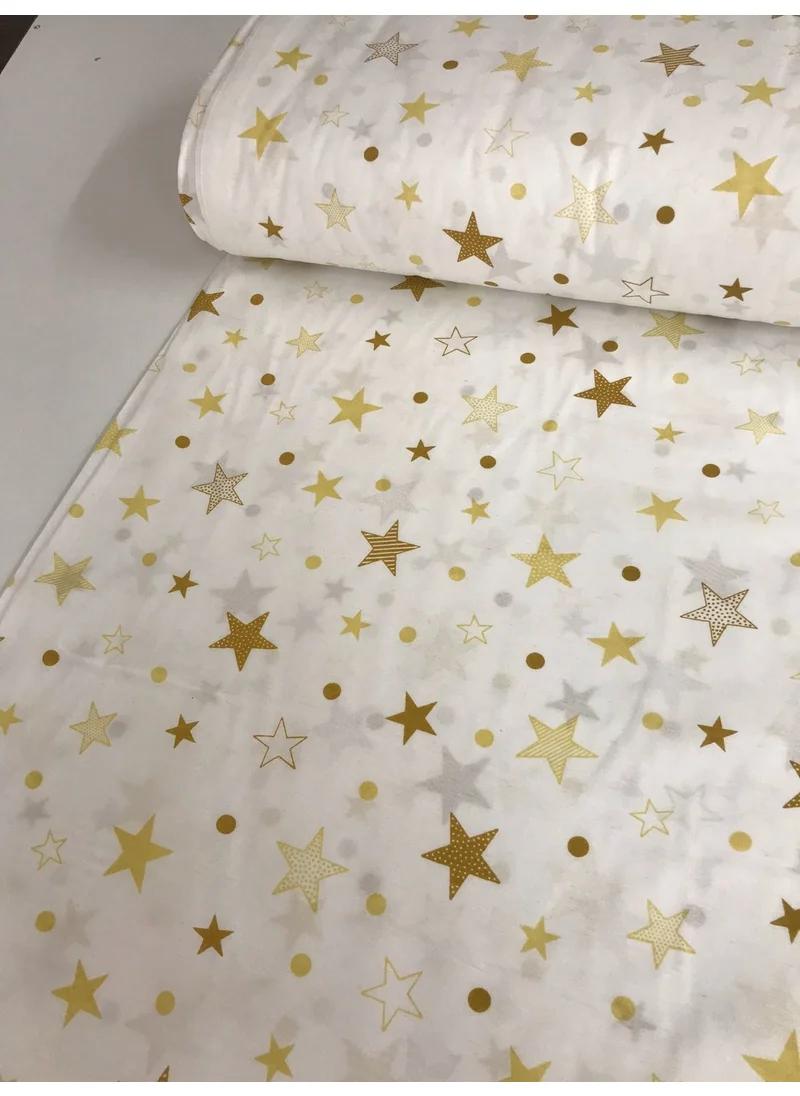 Bebek Özel Baby Special Cotton Baby and Kids Elastic Bed Sheet White Background Yellow Stars 70X170