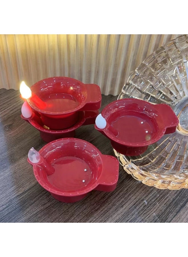 3 red small oil lamps, waterproof sensing candles, LED candle lights that light up when exposed to water, candles for decorating holiday decorations  - Image 1