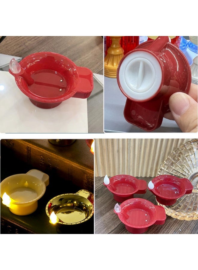 3 red small oil lamps, waterproof sensing candles, LED candle lights that light up when exposed to water, candles for decorating holiday decorations  - Image 2