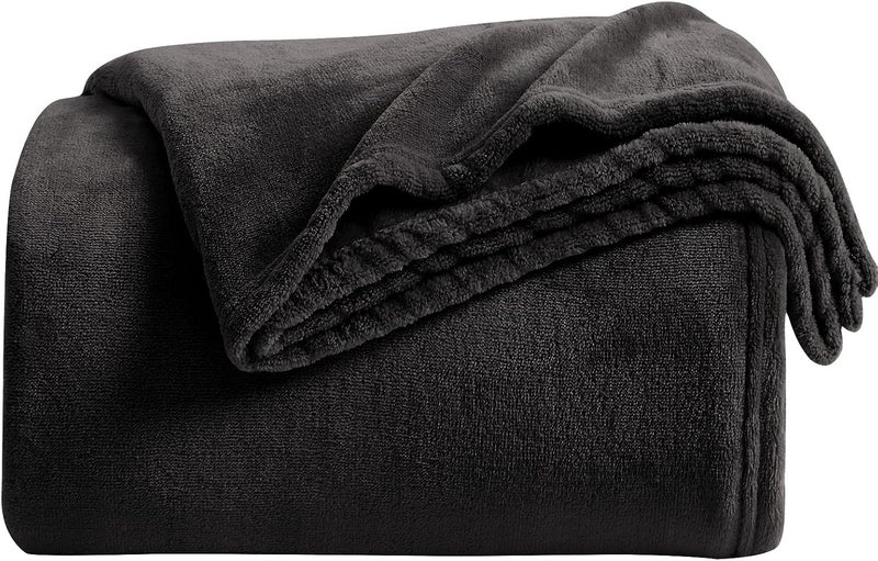 KMUSET Super Soft Throw Blanket Premium Silky Flannel Fleece Throw Size Black Microfiber Lightweight Blanket All Season Use - Image 1