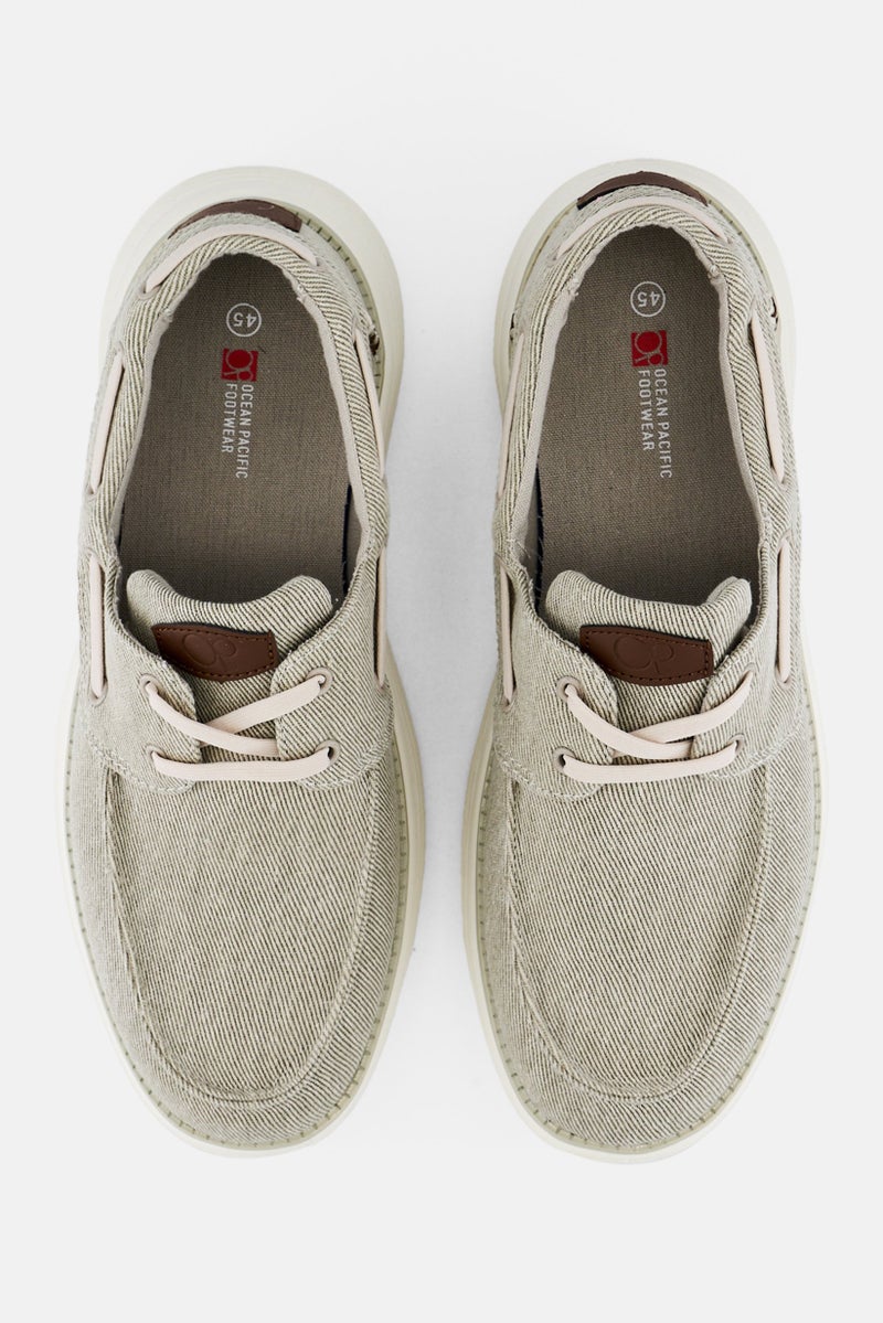 Ocean Pacific Men Lace Up Casual Shoes, Light Beige - Image 3