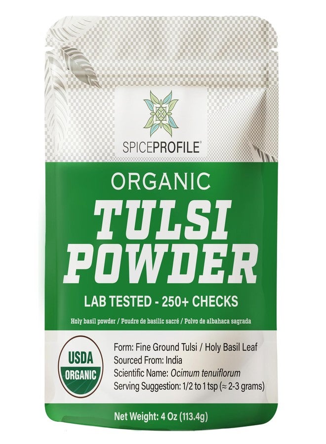 Spice Profile USDA Organic Holy Basil Powder, Lab Tested for Heavy Metals, Resealable 4oz Pouch, Tulsi, Albahaca Sagrada - Image 1