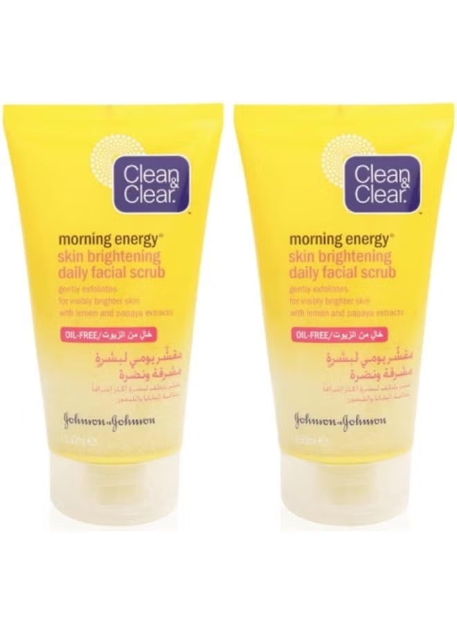 Clean & Clear 2 Pack of Clean & Clear Daily Scrub for Radiant and Glowing Skin, Lemon & Papaya - 150ml - Image 1