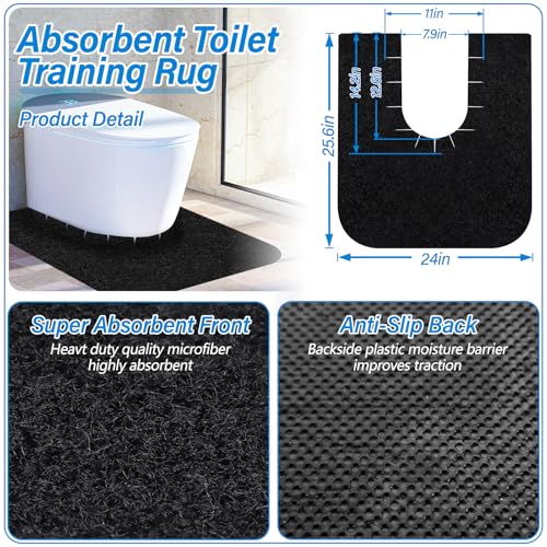 ANWEOR 4 Pack Toilet MatsUpgrade Toilet Floor Protector from UrineToilet Rugs U Shaped WashableToilet Mats for BathroomAround Toilet Floor ProtectorPotty Training Mats for Bathroom - Image 3