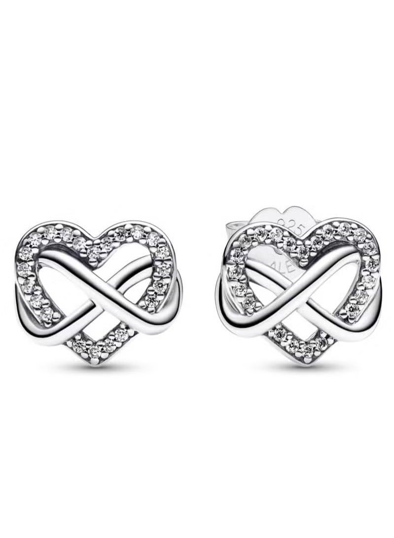 تشوميل أقراط أذن من الفضة الإسترلينية بتصميم قلب لا متناهي لامع للنساء - Image 1