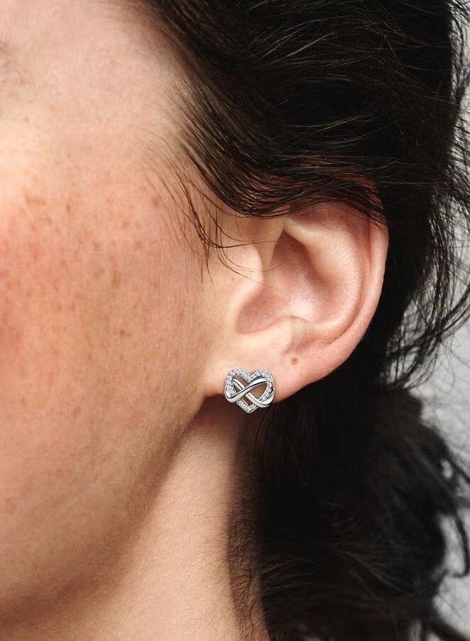 تشوميل أقراط أذن من الفضة الإسترلينية بتصميم قلب لا متناهي لامع للنساء - Image 2