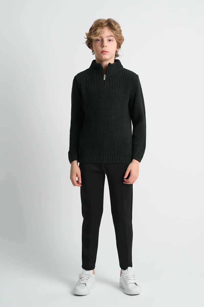 الكسندر جاردي Stand Collar Zippered Boy's SWEATER(C23-7108)