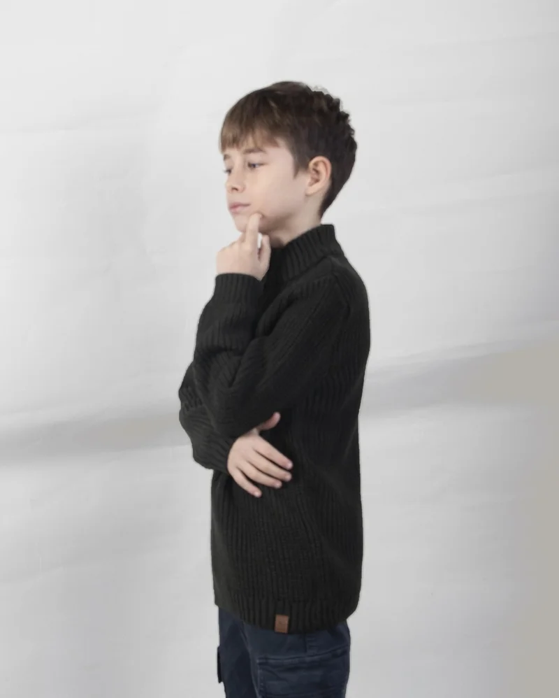 الكسندر جاردي Stand Collar Zippered Boy's SWEATER(C23-7108)