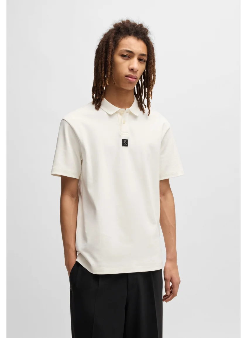 هوجو Interlock-cotton polo shirt with stacked logo