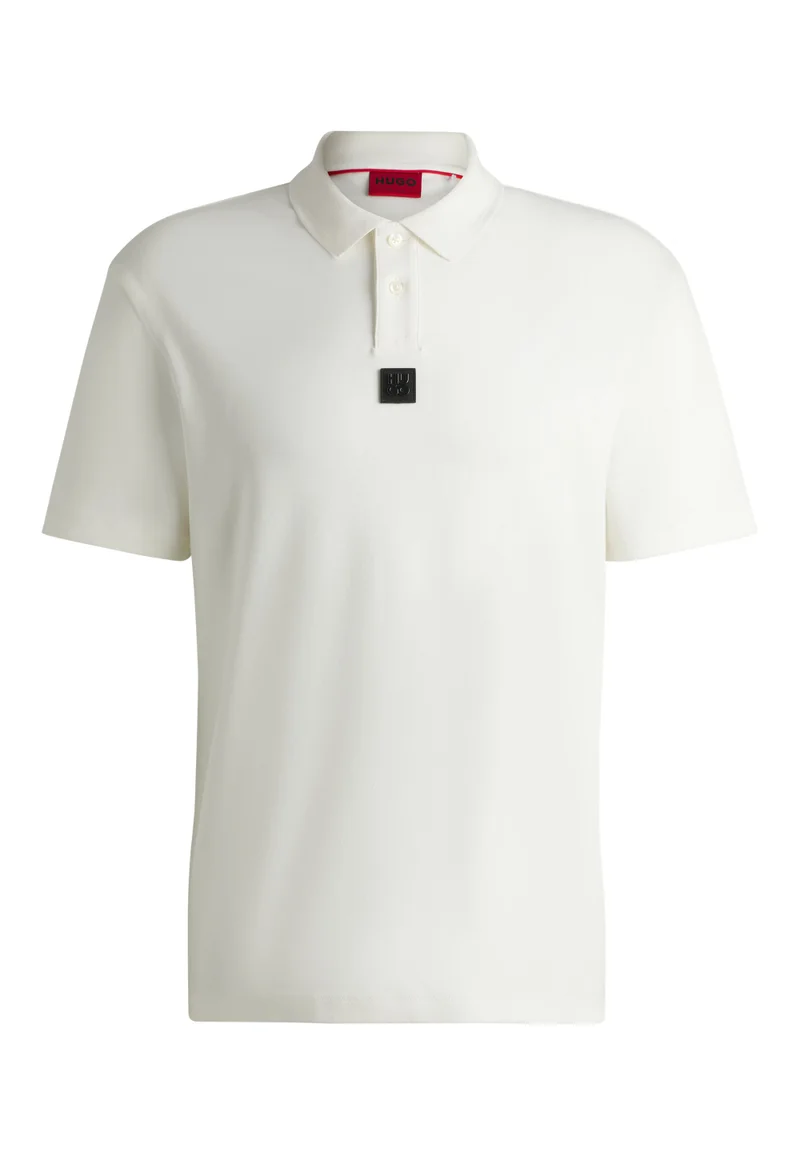 HUGO Interlock-cotton polo shirt with stacked logo