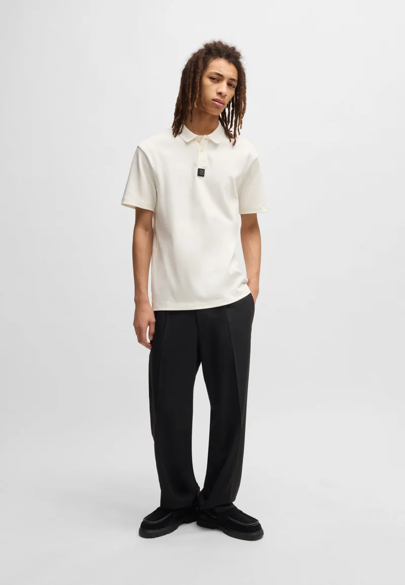 HUGO Interlock-cotton polo shirt with stacked logo