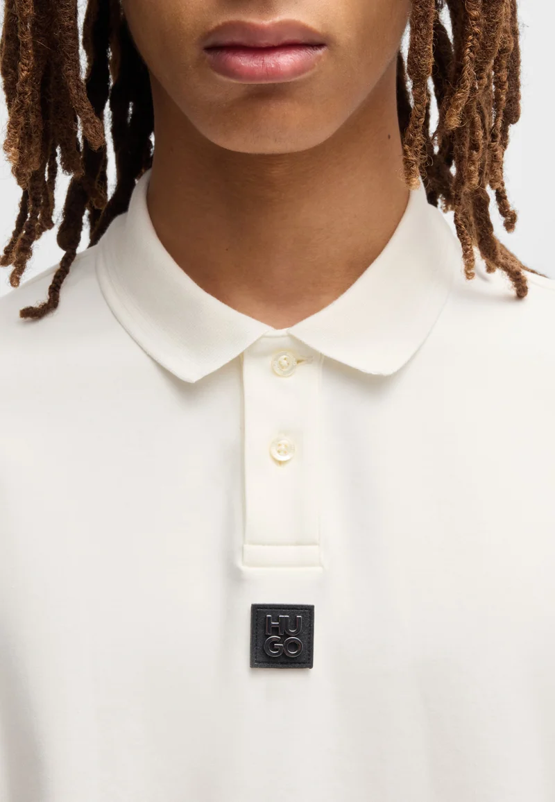 HUGO Interlock-cotton polo shirt with stacked logo