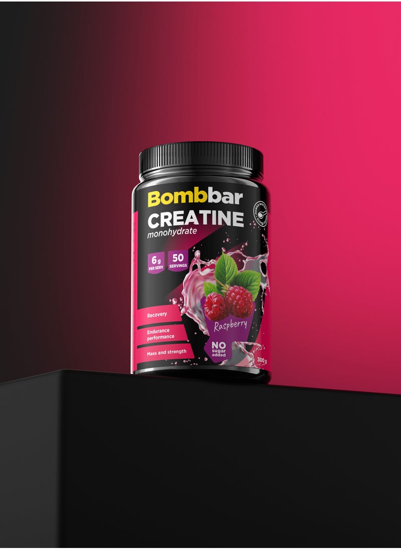 BOMBBAR Creatine Monohydrate Powder Dietary Supplement Raspberry Flavor No Sugar Added 300g  - Image 2
