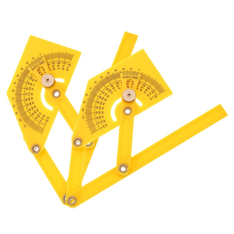 2 Pcs Woodworking Angle Protractor And Finder Ruler 180 Degree Yellow Plastic Frame Carpentry Tool - Image 2