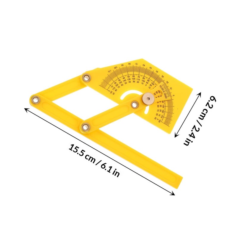 2 Pcs Woodworking Angle Protractor And Finder Ruler 180 Degree Yellow Plastic Frame Carpentry Tool - Image 3