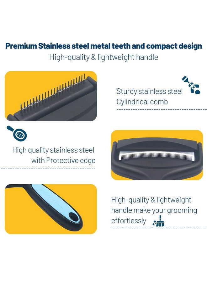 Becoolpet 2-Sided Dematting & Deshedding Comb for Pet,Larger Size Dog Comb Cat Comb whit 2 Types of Stainless Steel Brush Heads,Ergonomic Handle,Pet Grooming Brush,Cat Brush Dog Brush - Image 5