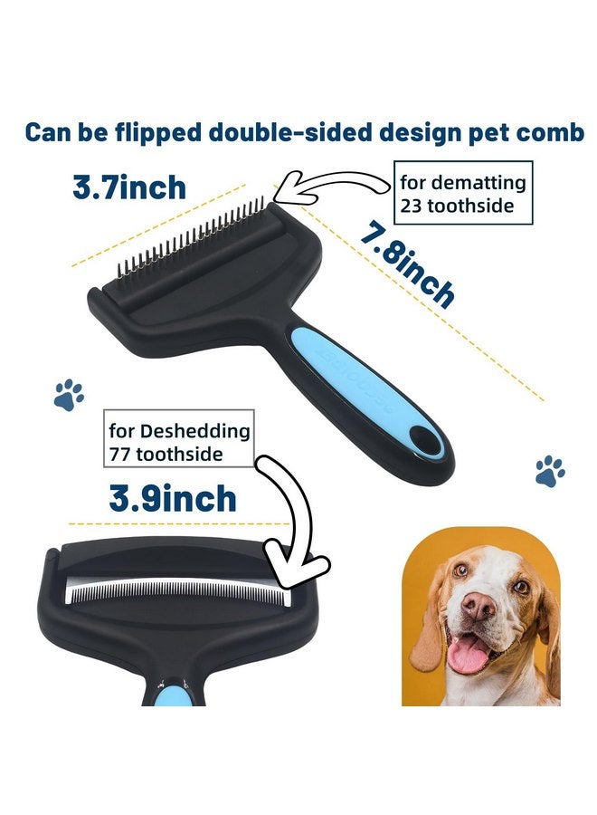 Becoolpet 2-Sided Dematting & Deshedding Comb for Pet,Larger Size Dog Comb Cat Comb whit 2 Types of Stainless Steel Brush Heads,Ergonomic Handle,Pet Grooming Brush,Cat Brush Dog Brush - Image 4
