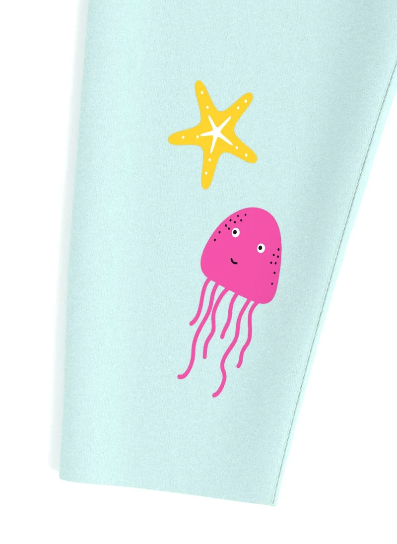 Nautinati Mint Nautinati Girls' Cotton Sea Creature Print Leggings for Women | Best Price UAE