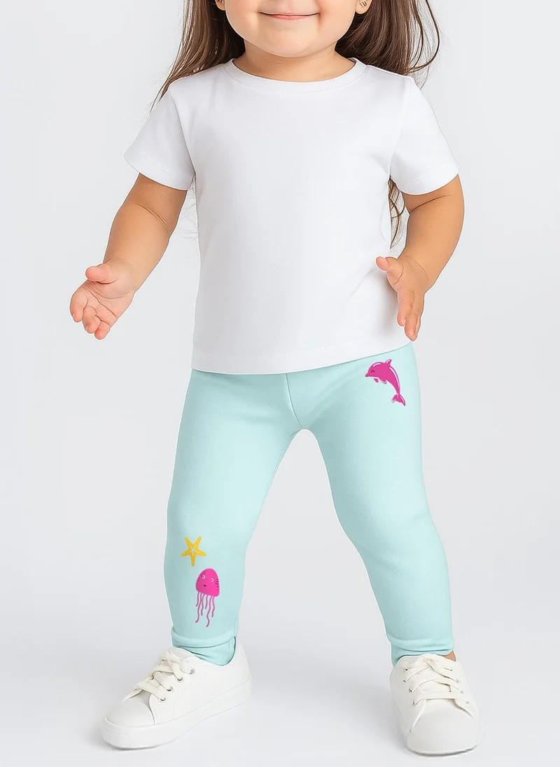 Nautinati Girls' Cotton Sea Creature Print Leggings