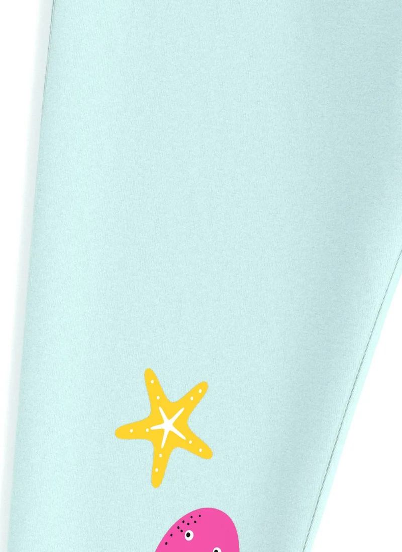 Nautinati Mint Nautinati Girls' Cotton Sea Creature Print Leggings for Women | Best Price UAE