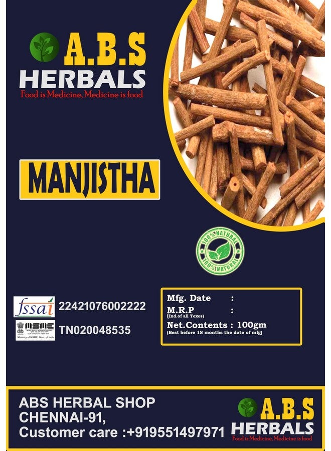 ABS HERBALS: Manjistha,Manjittai,Rubia cordifolia.(PACK OF100GM).