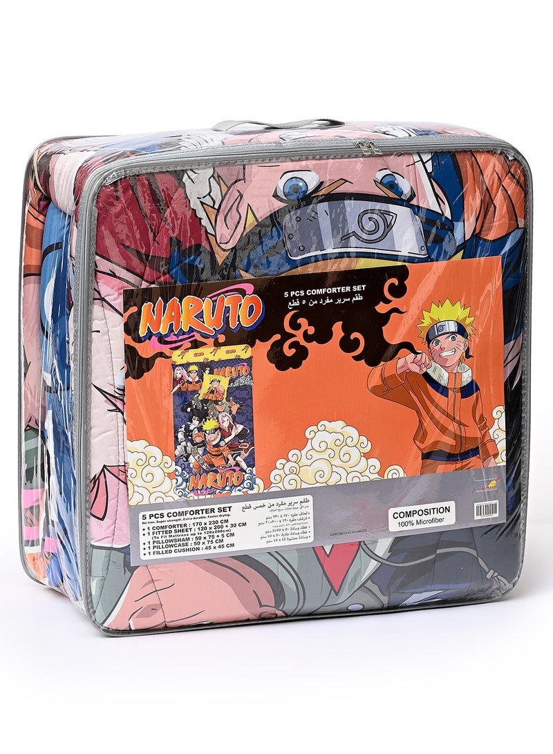 NARUTO 5-in-1 Comforter Set – Brushed Microfiber, Polyester Shell – Orange - Image 1