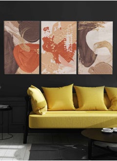 LOWHA Set Of 3 Framed Canvas Wall Arts Stretched Over Wooden Frame, Abstract Terracotta Paintings, For Home, Living Room, Office Decor  - Image 1