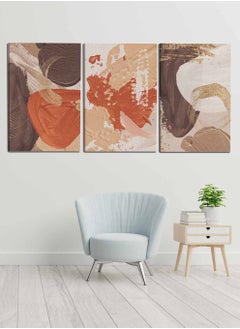 LOWHA Set Of 3 Framed Canvas Wall Arts Stretched Over Wooden Frame, Abstract Terracotta Paintings, For Home, Living Room, Office Decor  - Image 3