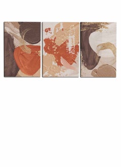 LOWHA Set Of 3 Framed Canvas Wall Arts Stretched Over Wooden Frame, Abstract Terracotta Paintings, For Home, Living Room, Office Decor  - Image 4