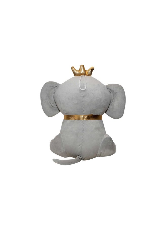 HELLO BABY Cute Crown Elephant Sitting Plush Soft Toy Cute Kids Animal Home Decor Boys/Girls (Grey) - Image 2