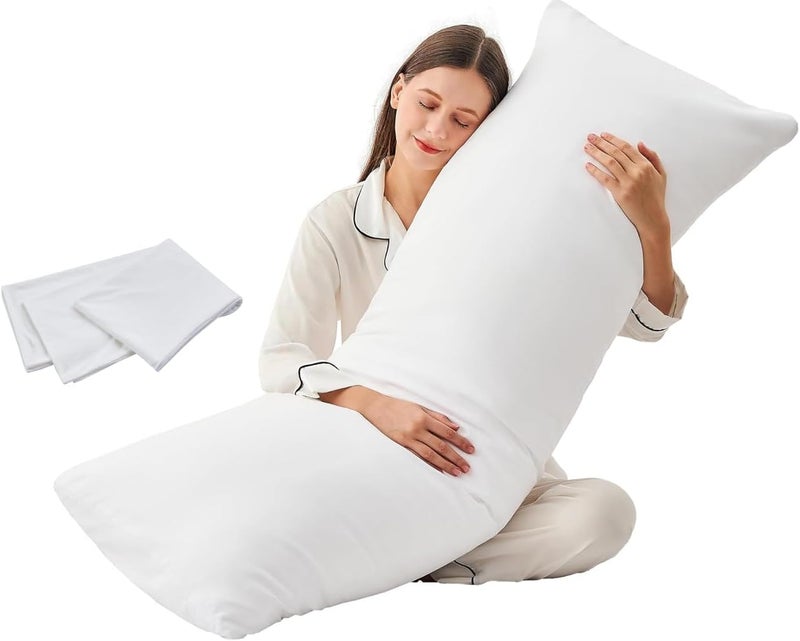 Eminence Home Sirri 3-Piece White Body Pillow Set, 50x150cm, Hypoallergenic Fiber Filling - Image 1