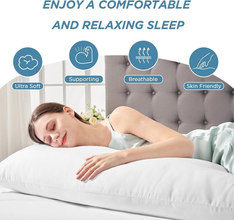 Eminence Home Sirri 3-Piece White Body Pillow Set, 50x150cm, Hypoallergenic Fiber Filling - Image 3