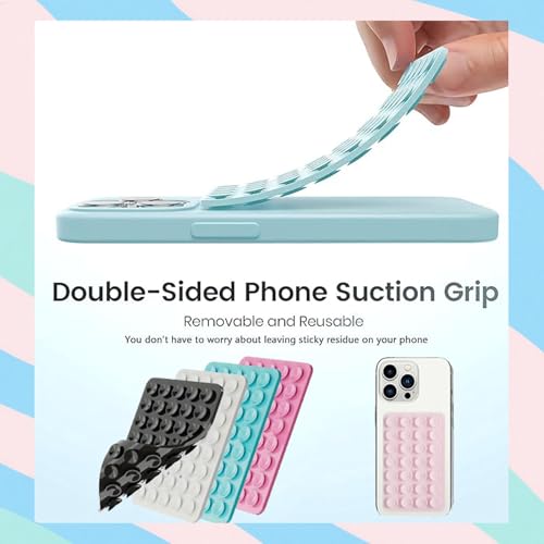 Rookii 3 PCS Double Sided Phone Suction Pad,Sticky Phone Case for Wall ands-Free Fidget Toy Mirror Shower,Suction Cup Holder for Car Mobile Power Supplies (Black White Pink) - Image 3