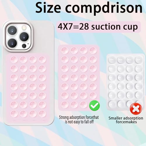 Rookii 3 PCS Double Sided Phone Suction Pad,Sticky Phone Case for Wall ands-Free Fidget Toy Mirror Shower,Suction Cup Holder for Car Mobile Power Supplies (Black White Pink) - Image 2