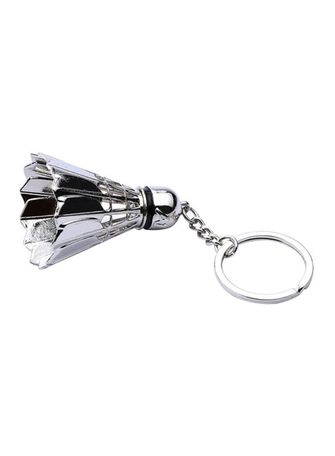 NIBEMINENT 3D Badminton Shaped Key Ring Silver - Image 2
